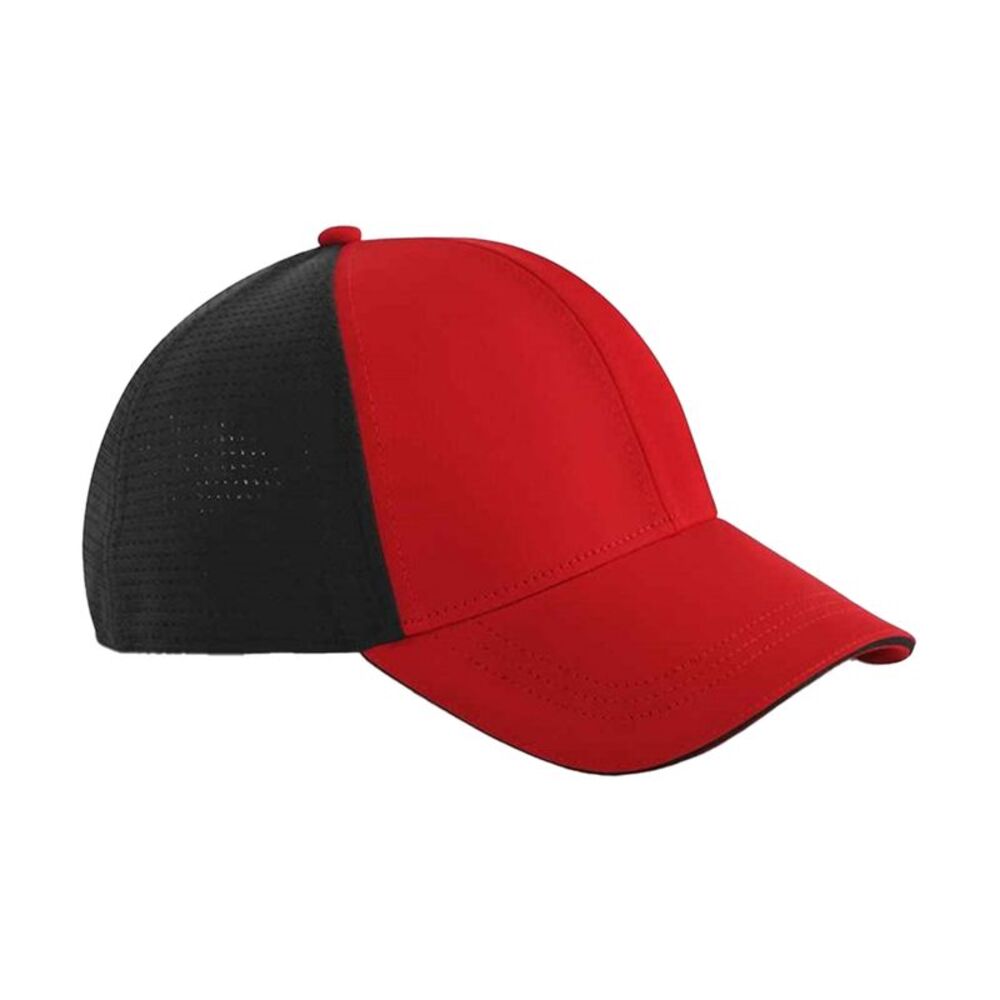 Beechfield Club Baseball Cap / Red/Black